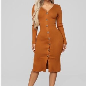 Long Sleeve Dress in Rust